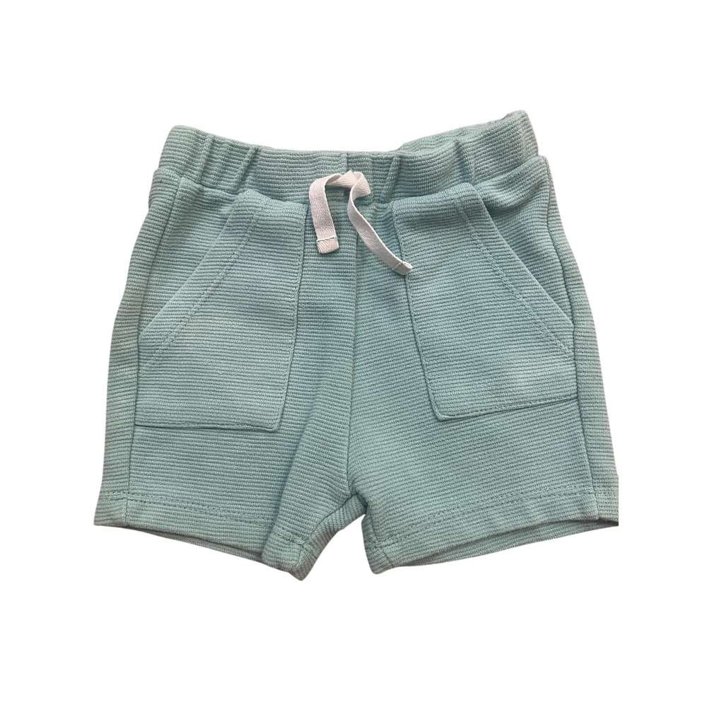 Bon Bebe Shorts Baby 24M Green Waffle Knit Elastic Waist Drawstring Pockets